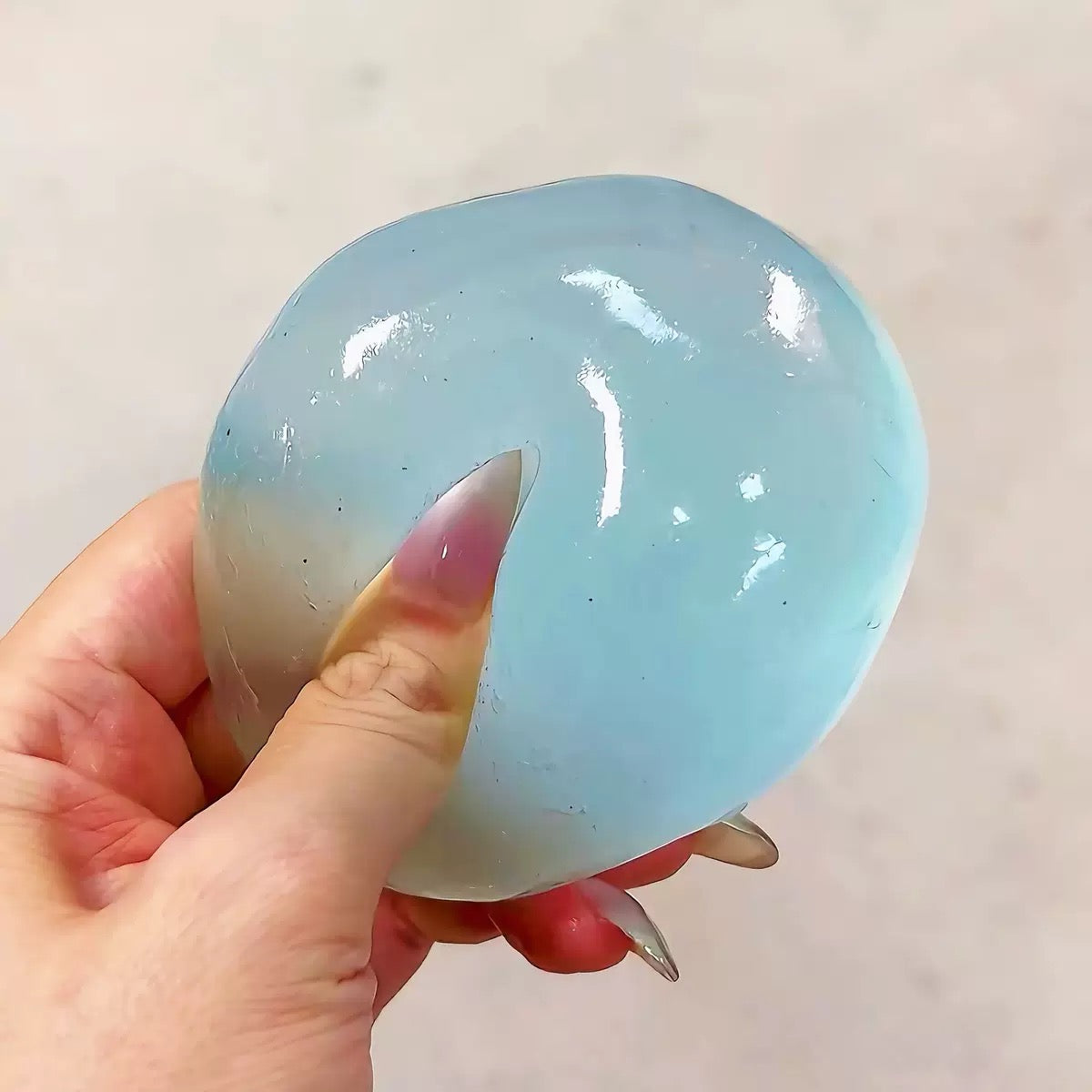 Coconut Oil Transparent Big Blue Plasticity stress ball
